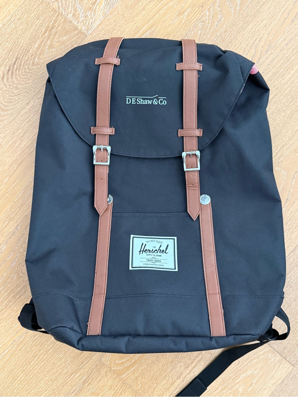 Herschel Supply Company Black Backpack with Brown Strap Accents—Brand New